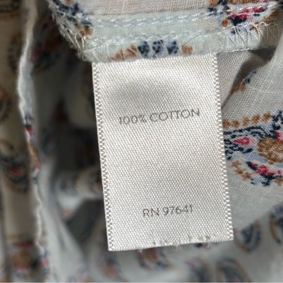 J. Jill Madeira Pintuck Paisley Blouse Puff Sleeve Top-Light Blue-Women Medium - Picture 8 of 8